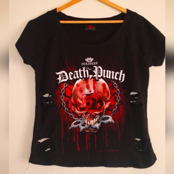 Five Finger Death Punch Metal Music Hardcore Distressed Top Size XL - Picture 1 of 4